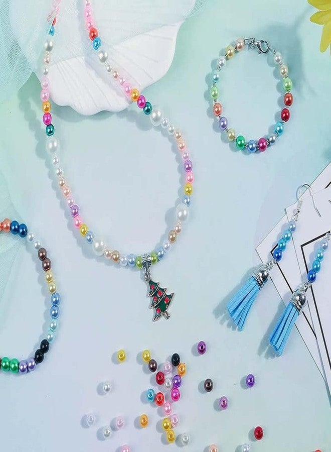 دي آي واي كرافتس مجموعة أشغال يدوية مكونة من 600 قطعة، ألوان عشوائية، خرز لؤلؤي، خرز لؤلؤي متعدد الألوان، خرز لؤلؤي سائب مع ثقوب لصنع المجوهرات، خرز حشو لؤلؤي صغير لصنع الأساور والقلائد (600 قطعة، ألوان عشوائية) - Image 5